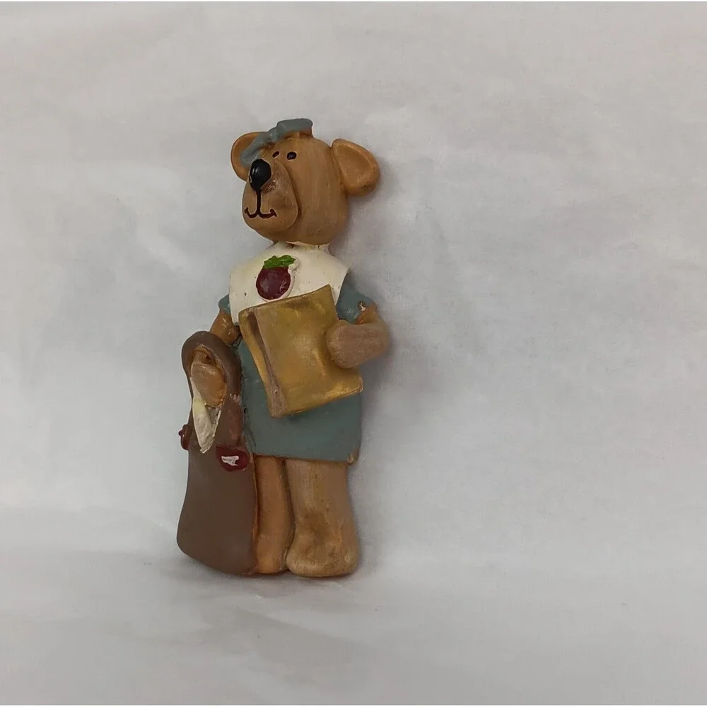 Hand Made Collectible Resin Teddy Bear Dimensional  Brooch Lot Of 3 Vintage 80s